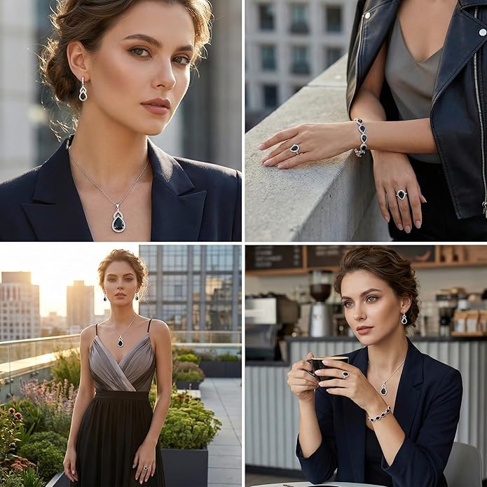 Classic Jewelry Set—Perfect for Weddings, Galas, and Everyday Wear—Includes Bracelet, Ring, Pendant Earrings, and Necklace ,Birthday Gift for Mother/Wife/Sister/Best Friend