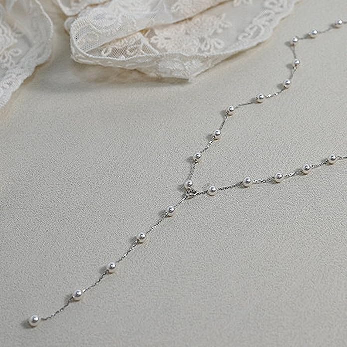 Lariat Gold Necklace for Women Dainty Long Necklace 14k Gold Plated/Silver Y-Shaped Pendant Drop Chain Trendy Layered Pearl/Beaded/CZ Necklaces Simple Gold Jewelry For Women Gift