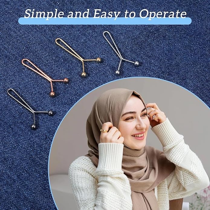 Pant Waist Tightener Buttons Pins, Removable Buttons No Need to Sew Detachable Button Pins Reusable Waist Cincher Clip Metal Brooch for Pants Jeans Skirts