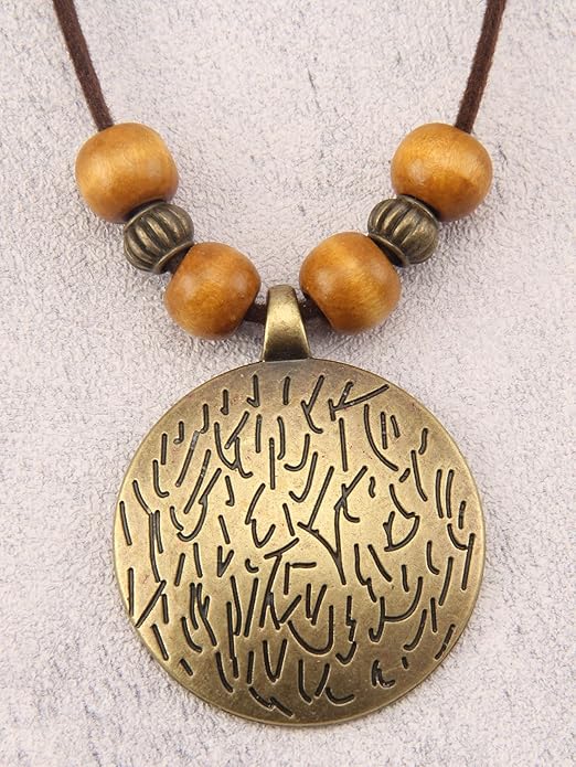 GelConnie Boho Necklaces for Women Vintage Silver Circles Long Pendant Necklace Cowgirl Sweater Necklace Adjustable Leather Choker Necklace for Women