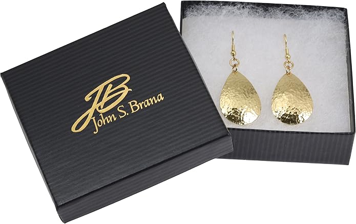 Small Hammered Nu Gold Brass Tear Drop Earrings By John S Brana Handmade Jewelry Durable Brass Earrings