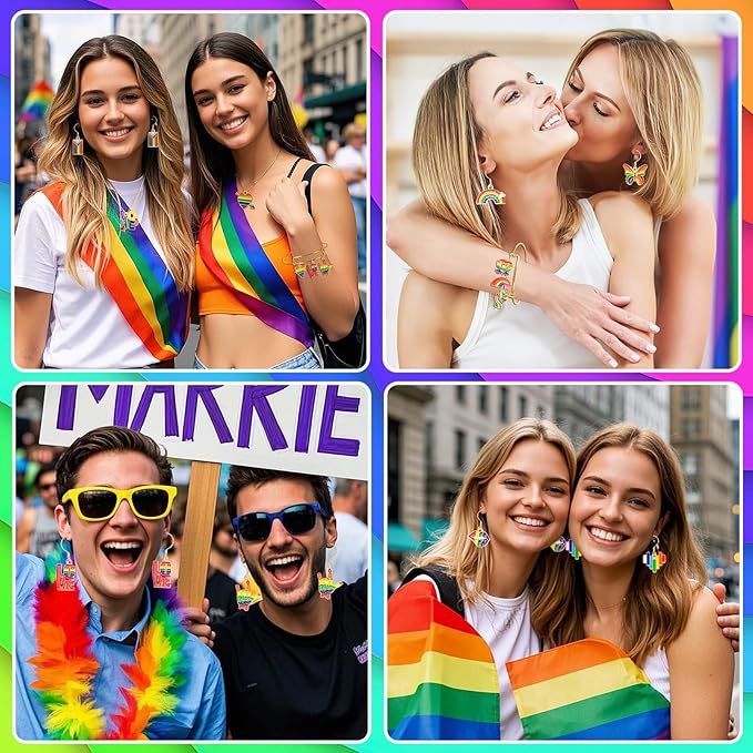 MARFOREVER 40Pcs/20 Pairs Pride Charms, Rainbow Charms for Jewelry Making, Rainbow Gay Enamel LGBT Colorful Pride Charm Pendants for Bracelet Necklace Earrings Making Accessories