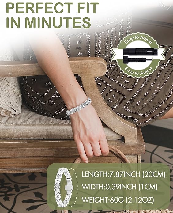 Feraco Pure Copper Bracelets for Women, 5X Ultra Strength Magnetic Bracelet with 5000 Gauss Neodymium Magnets & Upgraded Butterfly Clasp, Adjustable Jewelry Gift