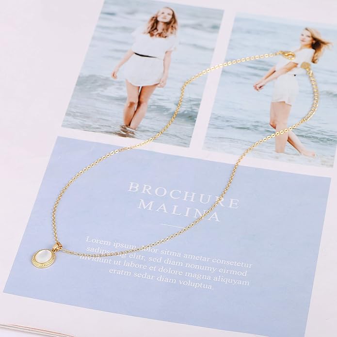 Aobei Pearl 18K Gold Plated Moon Star Lion Evil Eye Love Heart Cross Pendant Necklace Medallion Paperclip Chian Choker Layering Jewery for Women