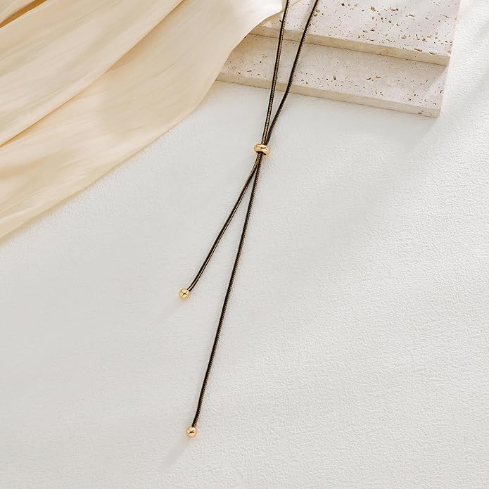 Gold Silver Necklace for Women Y Chain Adjustable Gold Long Necklaces Fashion Dainty Jewelry