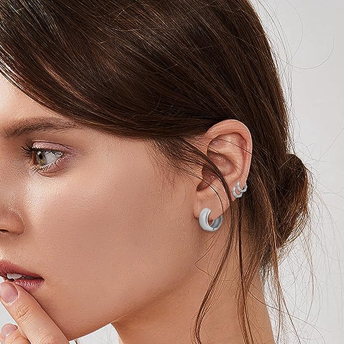 6 Pairs Gold Hoop Earrings Set for Women, 14K Gold Plated Small Huggie Hoops Earrings Hypoallergenic, Lightweight Tiny Cartilage Piercings Earrings Jewelry for Women Gifts.