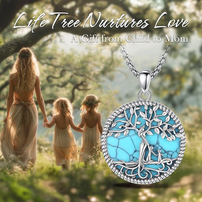 Vito 925 Sterling Silver Tree of Life Necklace for Women, Mother Tree Pendant for Mom Mother Necklace Mother's Day Jewelry Gift for Wife Grandma, 18/22 Inch Chain