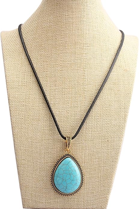 GelConnie Boho Necklaces for Women Vintage Silver Circles Long Pendant Necklace Cowgirl Sweater Necklace Adjustable Leather Choker Necklace for Women