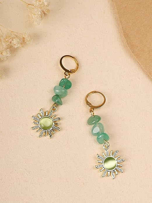 Sacina Boho Hippie Gothic Crystal Celestial Sun Earrings, Boho Earrings, Hippie Jewelry, Christmas Jewelry Gift For Women