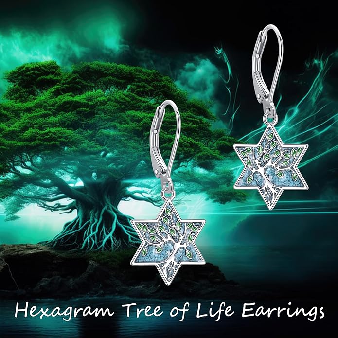 Tree of Life Earrings Sterling Silver Celtic Tree of Life Abalone Shell Dangle Drop Earrings for Women Jewelry