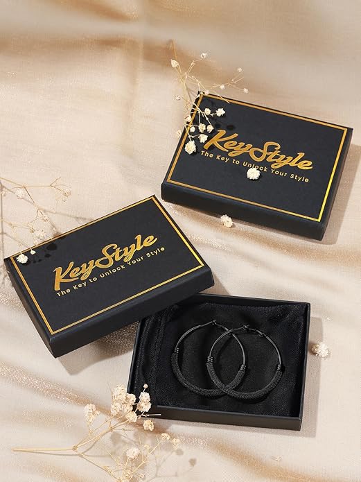 KeyStyle Mesh Hoop Earrings for Women, Stainless Steel Gold Hoops Earring Lightweight Loops, 2MM Thick Hypoallergenic Circle Endless Hollow Hoop 20mm-80mm