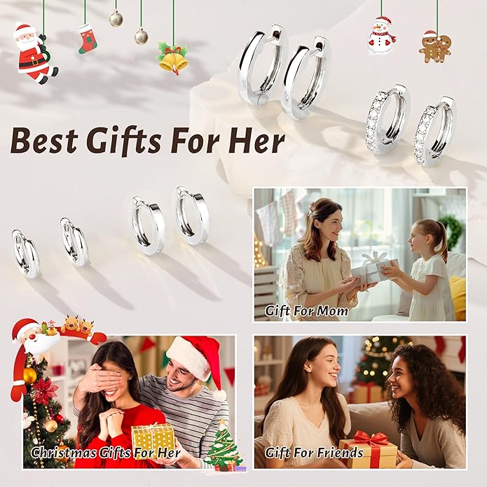 Small Gold Huggie Hoop Earrings Set for Women Men Hypoallergenic 14K Plated Stack Cartilage Earrings, Multiple Piercing Lightweight Mini Thin Cute Dainty Trendy Jewelry Set Christmas Gifts for Women