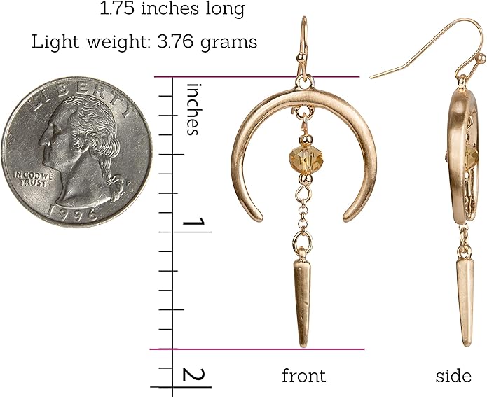 SPUNKYsoul Earring Crescent Horn and Faceted for Women
