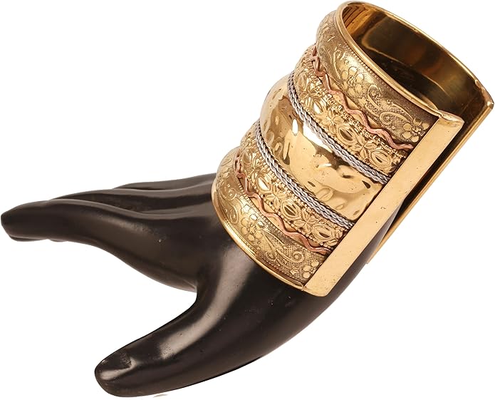 Touchstone Indian Bollywood Handcrafted Slip In Easy To Wear Stylish Wrist Enhancer Designer Broad Jewelry Cuff Bracelet For Women and Men.