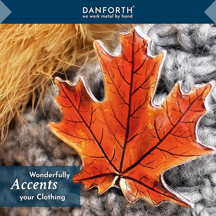 Danforth - Maple Leaf Fall/Autumn Brooch Pin, Pewter, 1 3/4 Inches, Handcrafted, Made In USA
