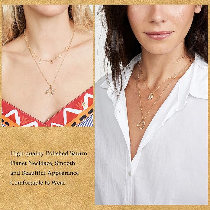Aobei Pearl 18K Gold Plated Moon Star Lion Evil Eye Love Heart Cross Pendant Necklace Medallion Paperclip Chian Choker Layering Jewery for Women