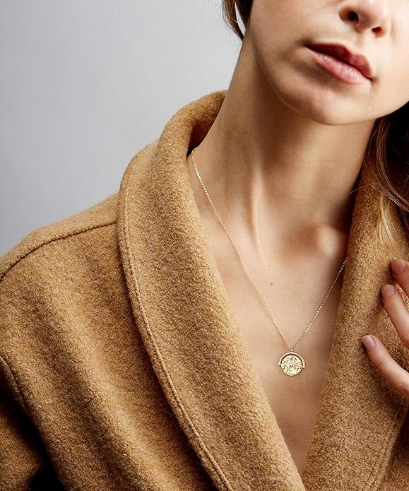 Aobei Pearl 18K Gold Plated Moon Star Lion Evil Eye Love Heart Cross Pendant Necklace Medallion Paperclip Chian Choker Layering Jewery for Women