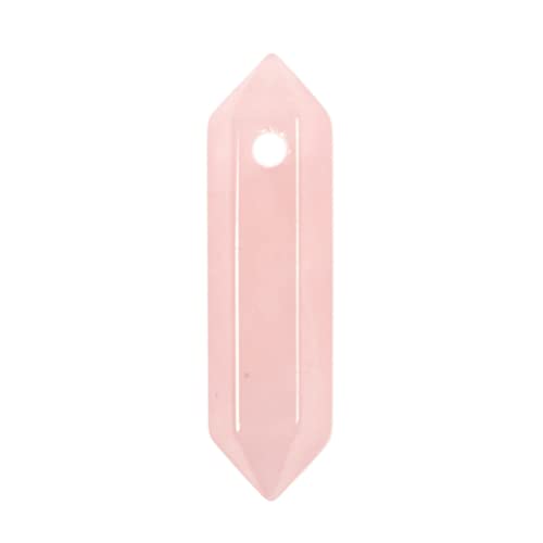 Rose Quartz 32mm Natural Gemstone Hexagonal Wand Jewelry Making Crystal Pointed Chakra Reiki Healing Beads 2mm Hole Drilled(Pack of 10) - color: Rose Quartz