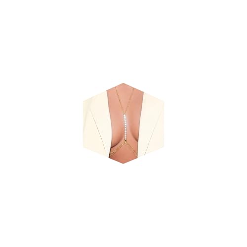 14K Gold Plated Body Chains for Women, Sexy Layered Belly Waist Chain Crossover Bikini Bra Chain, Summer Beach Rhinestone Body Jewelry - style: 10 Diamonds