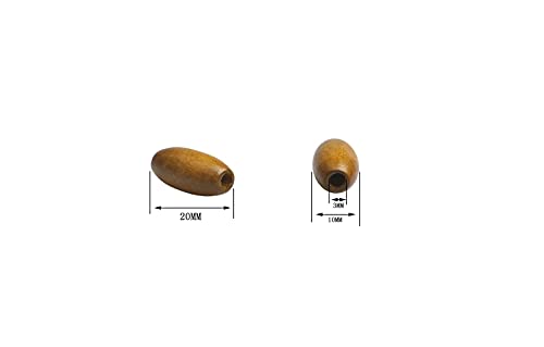 50Pcs Brown Oval Wood Tube Beads 20 x 10mm Barrel Natural Wooden Loose Spacer Beads for Bead Crafts Making (3mm Hole) - color: 20x10mm, Brown#50pcs