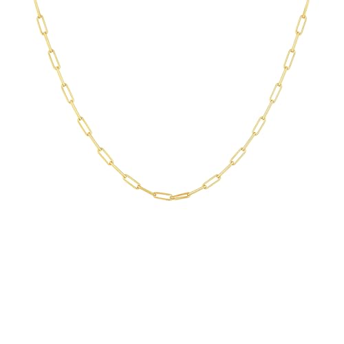 Destin Jewelry Paperclip Chain Necklace for Women, Waterproof 18K Gold Plated Stainless Steel, Hypoallergenic, Adjustable Layering Chain, Tarnish-Resistant, 2.5–6.5mm - color: 18K Yellow Gold Plated Stainless Steel, size: 14" + 2", style: 2.5 MM