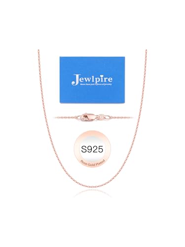 Jewlpire 18k Gold Plated 925 Sterling Silver Chain Necklace for Women, 1.3mm Thin & Dainty & Sturdy Cable Chain Necklace Women's Chain Necklaces 14/16/17/18/20/22/24 Inch - color: 18K Rose Gold Plated, size: 20 Inch