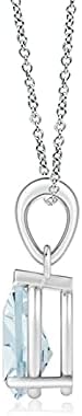 Angara Natural Aquamarine Solitaire Pendant for Women | Pear-Shaped Aquamarine Solitaire Pendant in 14K Solid Gold/Silver/Platinum With 18" Chain | March Birthday, Gemstone Jewelry Gift