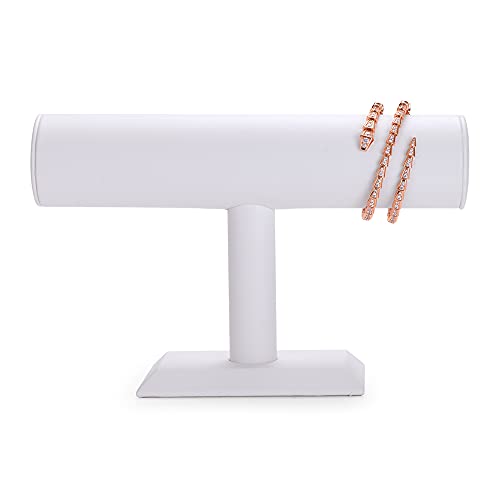 T-bar Jewelry Organizer Display For Watches, Bracelet White PU Jewelry Display Stand - color: 1 tier-white