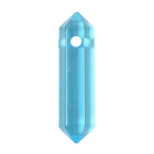 Aqua Glass 32mm Natural Gemstone Hexagonal Wand Jewelry Making Crystal Pointed Chakra Reiki Healing Beads 2mm Hole Drilled(Pack of 10) - color: Aqua Glass