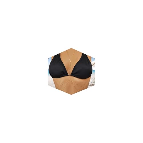 14K Gold Plated Body Chains for Women, Sexy Layered Belly Waist Chain Crossover Bikini Bra Chain, Summer Beach Rhinestone Body Jewelry - style: Gold Chain