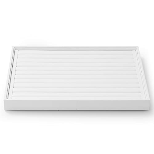 White Jewelry Ring Display Tray PU Leather Ring Earrings Display Organizer Tray - size: 11 Slot