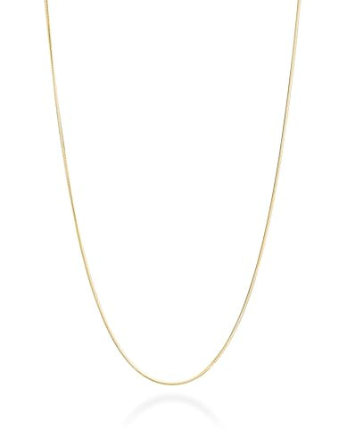 Miabella 925 Sterling Silver, 18K Gold Plated Italian 0.7mm Diamond Cut Round Snake Chain Necklace for Women Made in Italy - color: yellow-gold-plated-silver