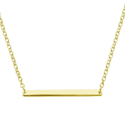 Horizontal Bar Necklace for Women, Sterling Silver or 14K Gold Plated Silver, Minimalist, CZ Diamond, Dainty Bar Pendant - Unique Jewelry Gift - style: Minimalist - Gold