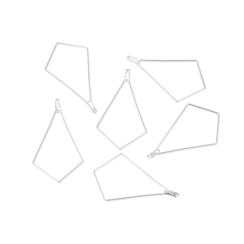 Adabele 100pcs Hypoallergenic Silver Kite Shape Beading Hoop Link Jewelry Findings Connector Component for DIY Craft Earrings Jewelry Making CF130-4 - size: Kite-Shaped Hoop (2.3 inch Long)