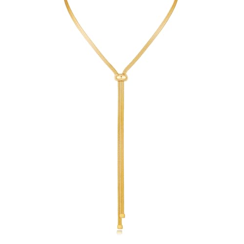 Gold Silver Necklace for Women Y Chain Adjustable Gold Long Necklaces Fashion Dainty Jewelry - color: gold G