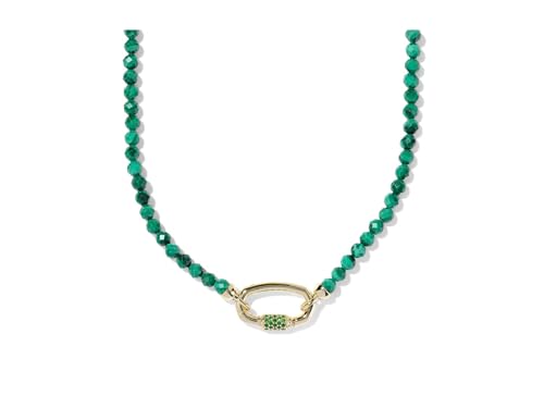 Kendra Scott, Women's, Emery Beaded Strand Necklace - color: Gold Green Malachite