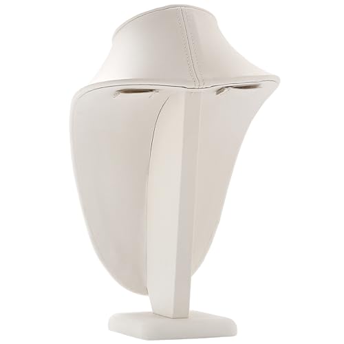 Polmart Modern Necklace Display Bust (White Leatherette, 11 ½”H) - color: White Leatherette, size: 11 ½”H