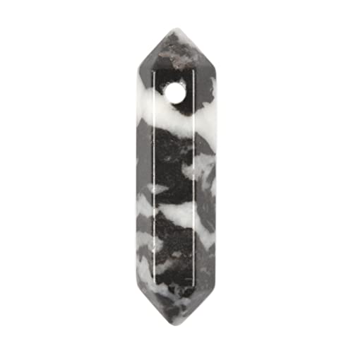 Zebra Jasper 32mm Natural Gemstone Hexagonal Wand Jewelry Making Crystal Pointed Chakra Reiki Healing Beads 2mm Hole Drilled(Pack of 10) - color: Zebra jasper