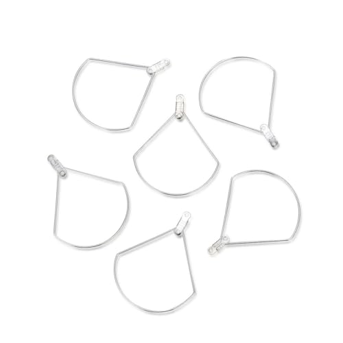 Adabele 100pcs Hypoallergenic Silver Circular Sector Beading Hoop Link Jewelry Findings Connector Component for DIY Craft Earrings Jewelry Making CF130-2 - size: Circular sector Hoop (1.6 inch Long)