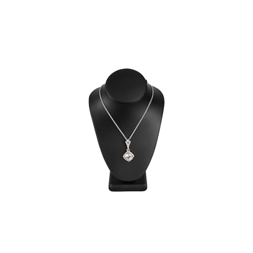 MOOCA 2 Pcs Deluxe Faux Leather Small Necklace Chain Jewelry Display Holder, Jewelry Stand, Necklaces Display Mannequin Bust Stand, 6.25”H, Black Faux Leather - color: Black Faux Leather