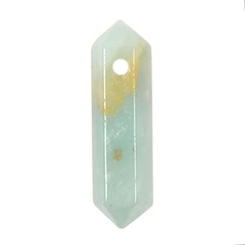 Amazonite 32mm Natural Gemstone Hexagonal Wand Jewelry Making Crystal Pointed Chakra Reiki Healing Beads 2mm Hole Drilled(Pack of 10) - color: Amazonite