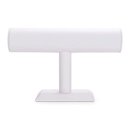 T-bar Jewelry Organizer Display For Watches, Bracelet White PU Jewelry Display Stand - color: 1 tier-white