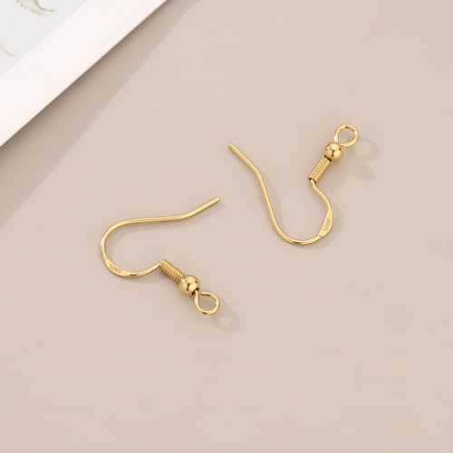 600PCS Earring Making Kits 18K Gold Earring Hooks Hypoallergenic Ear Wires Fish Hook for DIY Jewelry Making Bulk Pack - color: 18k Gold