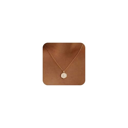 Mothers Day Gifts for Mom Cross Necklace for Women Dainty 14K Gold Plated Cross Coin Necklace Simple Round Disc Pendant Minimalist Cute Charm Everyday Religious Jewelry Gifts - style: cable chain
