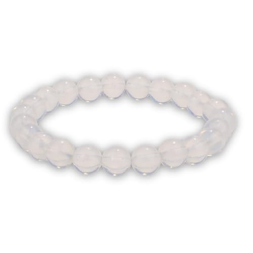 Crystal Vibe 8mm Beaded Bracelets For Women Men - Healing Crystal Bracelet - Adjustable Size - color: Opal