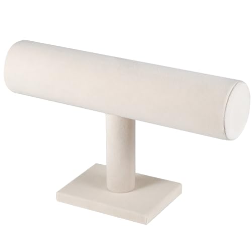 T-Bar Bracelet Display Stand for Selling, Jewelry Storage, Bracelet Holder Stand, Bangle, Jewelry Business Supplies, Watch holder for Women & Men, (Beige Velvet) - color: Beige Velvet