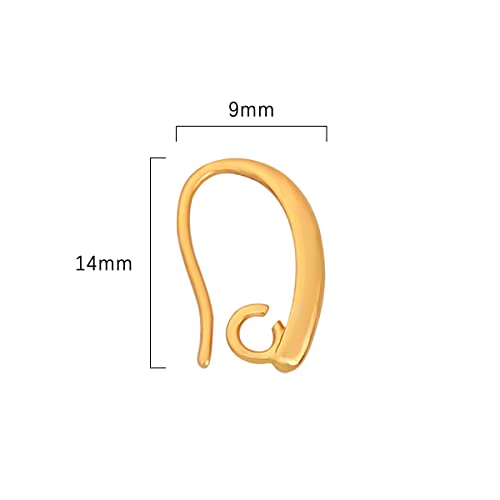 BEADIA 18K Gold Plated Earring Hooks 9x14mm 20pcs for Jewelry Making Findings - size: Hooks 9x14mm