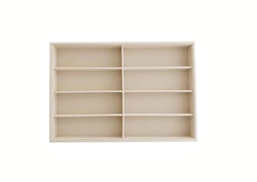 Premium Grade Velvet Drawer Divider Eyewear Storage Sunglasses Jewelry Tray Organizer Stackable Multifunction Store Show Tray Drawer Divider Insert - color: Beige B8