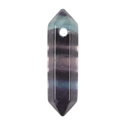 Rainbow Fluorite 32mm Natural Gemstone Hexagonal Wand Jewelry Making Crystal Pointed Chakra Reiki Healing Beads 2mm Hole Drilled(Pack of 10) - color: Rainbow Fluorite