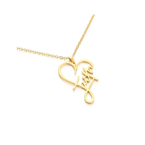 Yocoyee Stainless Steel Faith Pendant Necklace Heart Shaped Word Letter Faith Positive Encouragement Memorial Necklace Gift for Women Friends - color: Gold